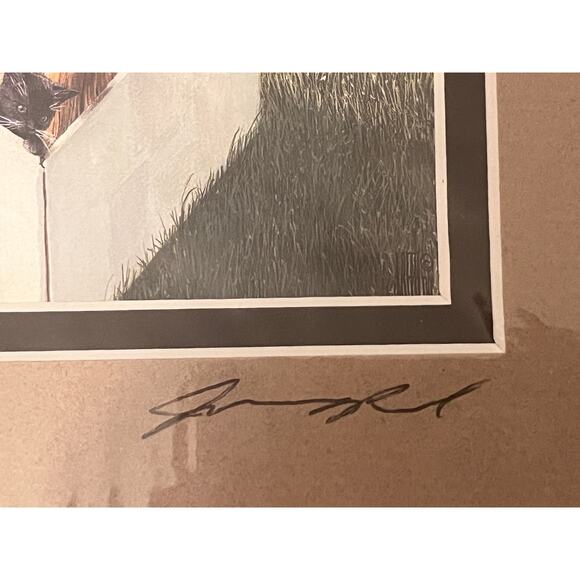 James Reed "WE HAVE AN ALL CLEAR" Art Print Signed - Firefighter and Cat - Picture 4 of 7